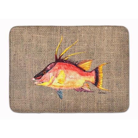 Carolines Treasures Hog Snapper on Faux Burlap Machine Washable Memory Foam Mat 8753RUG